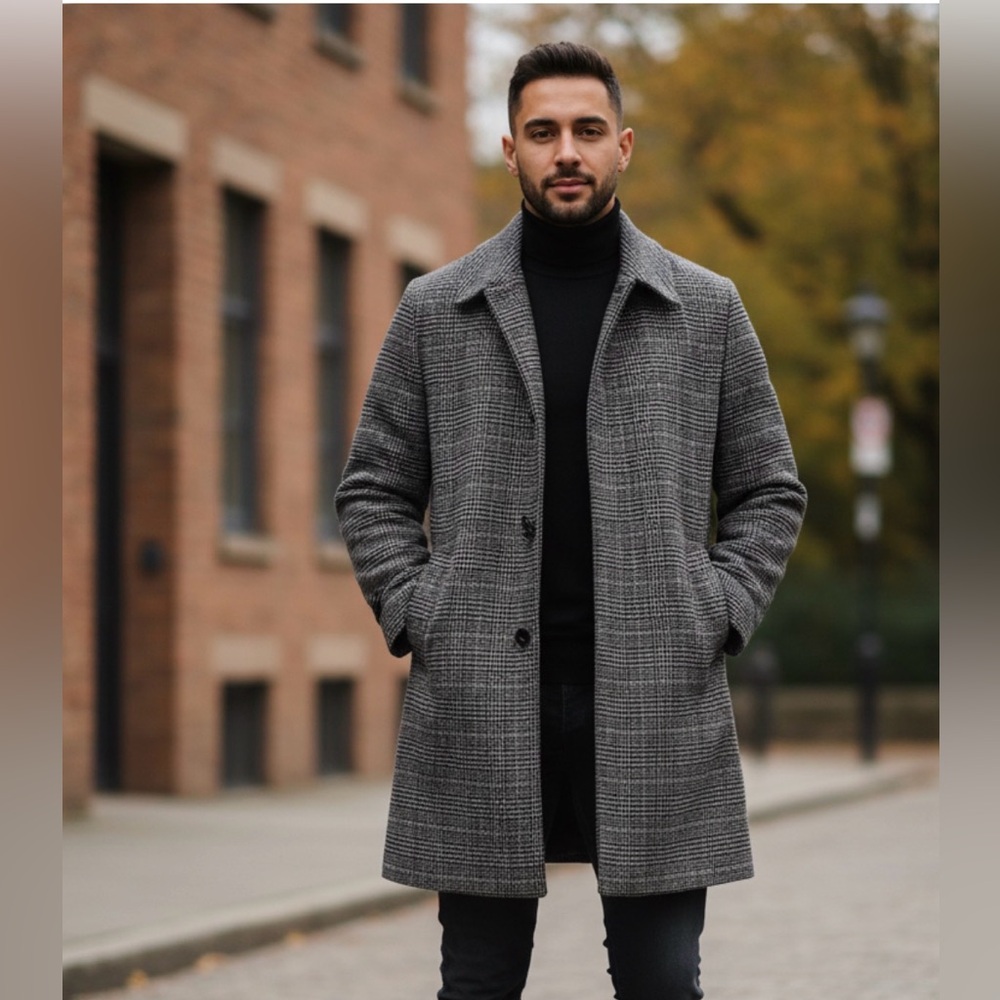 Abercrombie & Fitch Gray Plaid Trench Coat